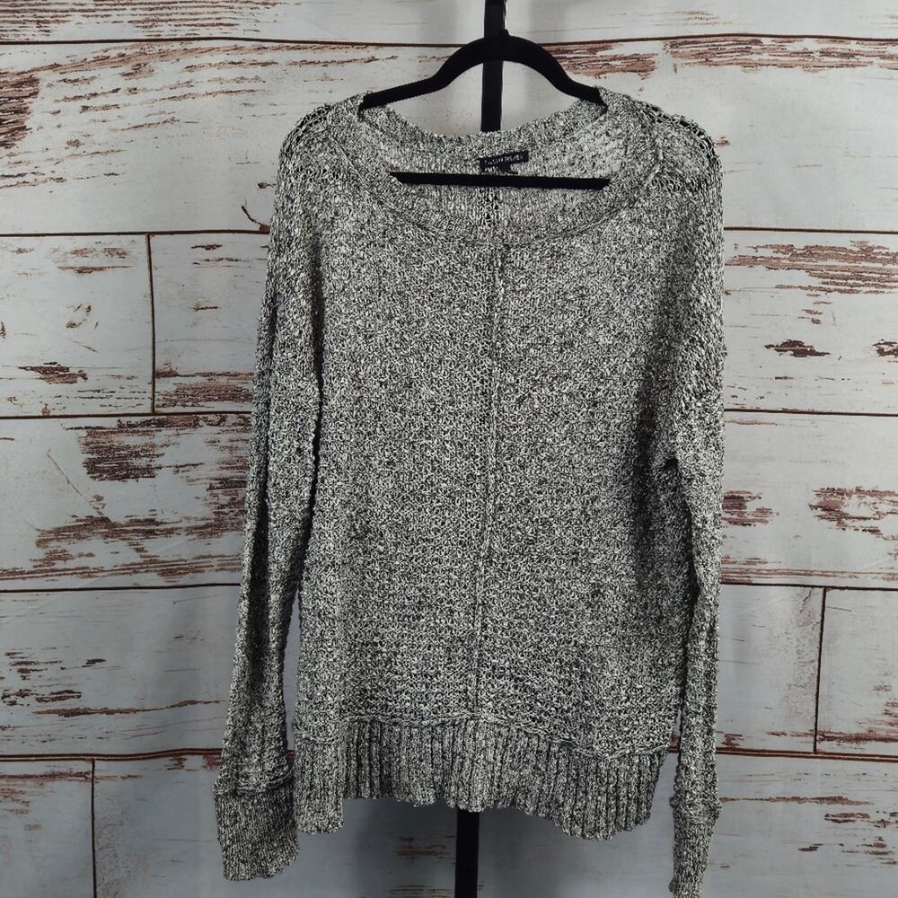 Eileen Fisher 100% Cotton Open Knit Marled Pull Over Sweater Size XL